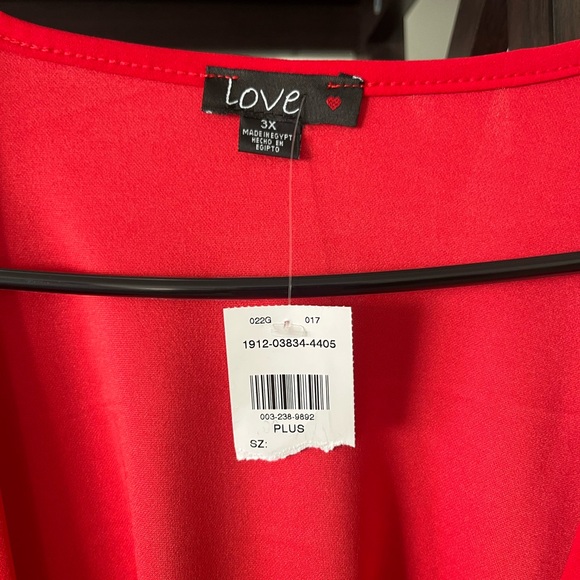 NWT Blouse Tiered Sleeve Tie Front Peplum- Red  Pit to pit 24 inches. 🌹🌹 - Picture 7 of 7